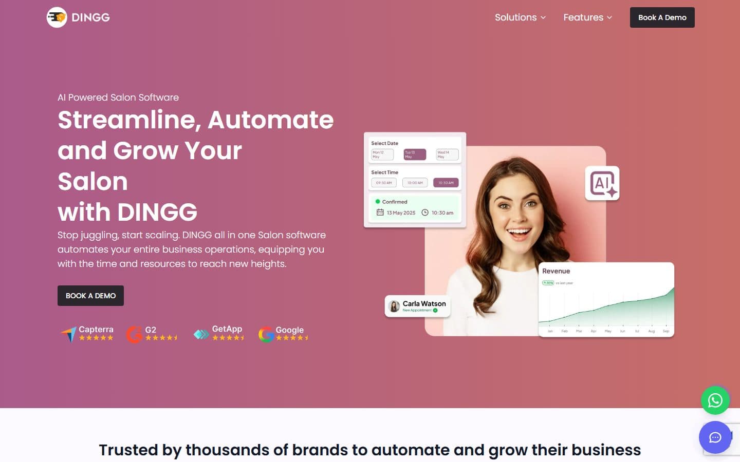 DINGG, SaaS product interface